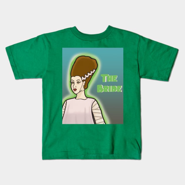 The Bride of Frankenstein Kids T-Shirt by tesiamarieart